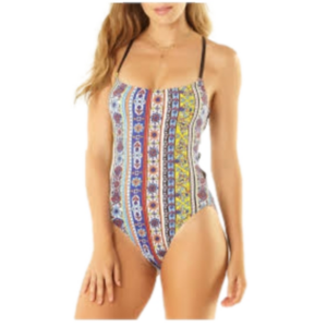 STUDIO Anne Cole Lace Up Vintage Maillot One Piece Swimsuit, Tile Tease, 8